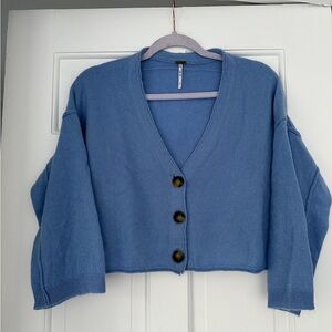 Free People Light Blue Periwinkle 100% Cashmere Heartbeat Cardi in Size XS